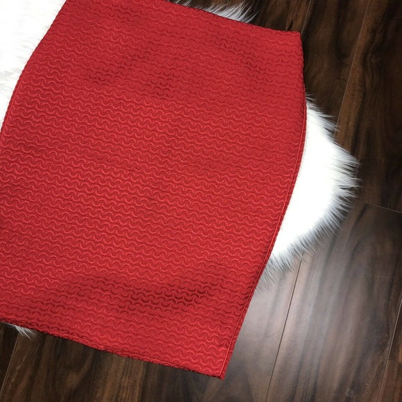 The Limited Red Textured Side Panel Pencil Skirt - Picture 2 of 7